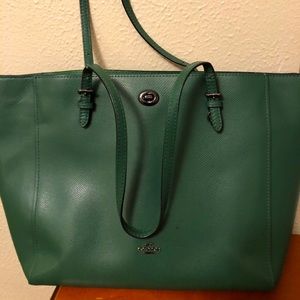 Beautiful green coach tote bag